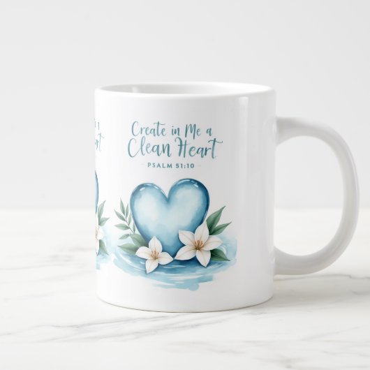 クリス結婚チャンの詩篇51水彩ハートマグカップ ジャンボコーヒーマグカップ (右)