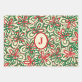 クリス絵を描スレトロフローラルパターンイニシャル ラッピングペーパーシート (正面2)