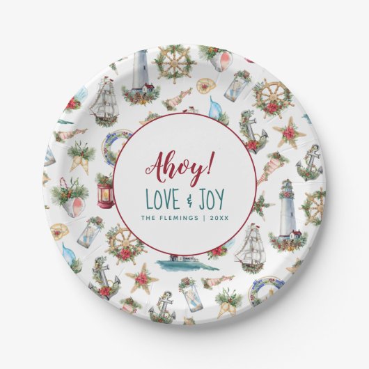 クリス航海のスパーソナライズされたビーチパーティーアホイ ペーパープレート (正面)