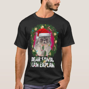 クリス親愛にとってサンタクロースキュートなグレーのペルシアいけな猫 Tシャツ