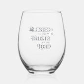 クリス賛美チャン聖書聖句ワイングラス ステムなしワイングラス (正面)
