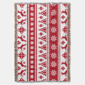 クリス赤と白マス鹿と木の模様 スローブランケット (正面縦)