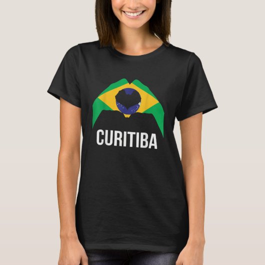 クリチバブラジル都市愛ブラジル国旗 Tシャツ (正面)