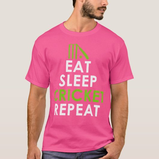 クリッおもしろいク食べプに対してクリケットの睡眠リピート Tシャツ (正面)