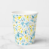 クリックお気に入りのデザインへ黄色と青の三角形 紙コップ (裏面)