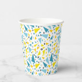 クリックお気に入りのデザインへ黄色と青の三角形 紙コップ (右)