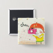 クリックカメラを握っている女の子 缶バッジ (正面&裏面)