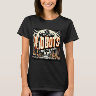 クリックスタイルのホラー ロボットが来る Tシャツ