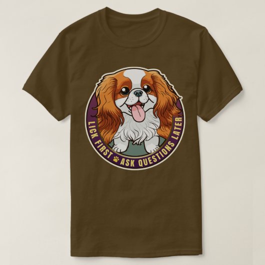 クリックスファーキャリバリーキングチャールズスパニエル犬デザイン Tシャツ (デザイン正面)