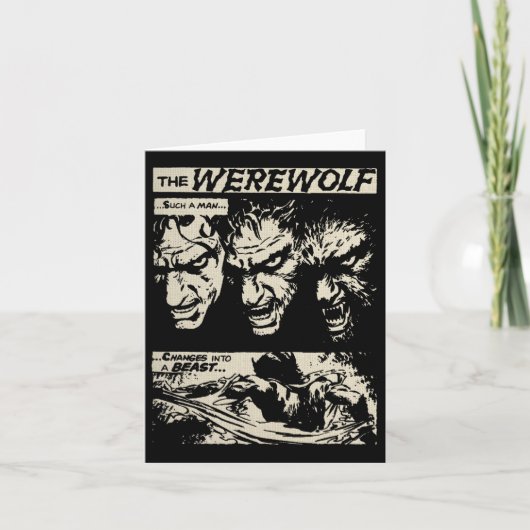 クリックホラー映画モンスター恐怖コミックウェアウルフ男 カード (正面)