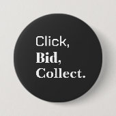 クリック、入札、コレクション。ブックボタン 缶バッジ (正面)