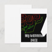 クリック 編集 保存する 記念日 結婚式の日 ローズ ブーケ セーブザデート (正面/裏面)