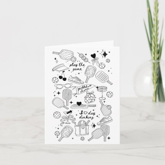 クリッケルボール ドゥードル ブラック オン ベージュ レトロ コンフォート C カード (正面)