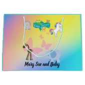 クリッターと蝶の赤ちゃんシャワー大きなギフトバ ラージペーパーバッグ (正面)