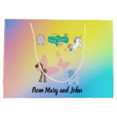 クリッターと蝶の赤ちゃんシャワー大きなギフトバ ラージペーパーバッグ (裏面)