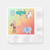 クリッターと蝶ベビーシャワーナプキン 縁ありカクテルナプキン (正面)