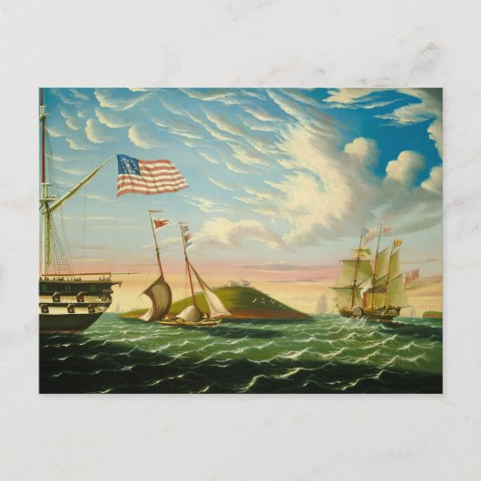 クリッパーシップBoston Harbor 1800s ポストカード (正面)