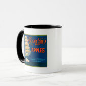 クリッパー船アップルのラベル(緑) – カシミヤ,ワシントン マグカップ (正面左)