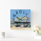 クリッパー船レッドジャケット1854 スクエア壁時計 (ホーム)