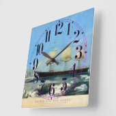 クリッパー船レッドジャケット1854 スクエア壁時計 (傾斜)