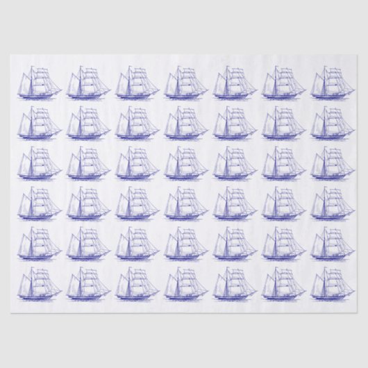クリッパ航海のー船シルボート – DIYカラーズブルー 薄葉紙 (正面)