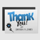 クリップアートはっきりしたフラワー付き青いロゴ – ありがとう (正面/裏面)