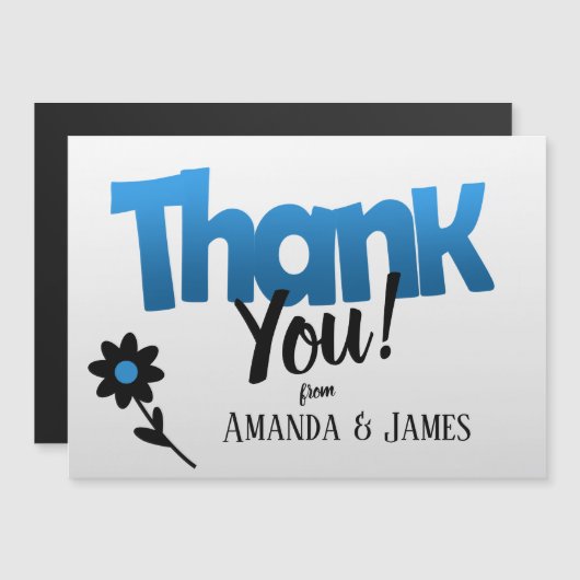 クリップアートはっきりしたフラワー付き青いロゴ – ありがとう (正面/裏面)