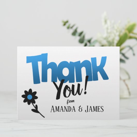 クリップアートはっきりしたフラワー付き青いロゴ – ありがとう セーブザデート (スタンド正面)