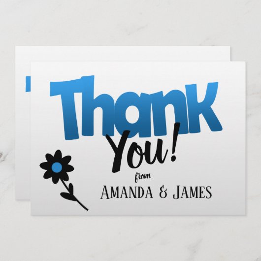 クリップアートはっきりしたフラワー付き青いロゴ – ありがとう セーブザデート (正面/裏面)