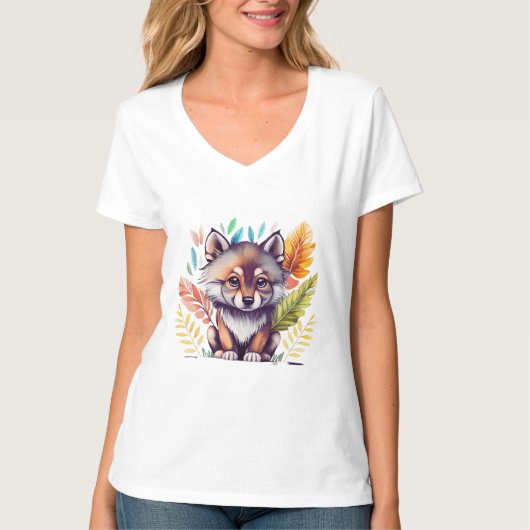 クリップアートベベベベールプノワール隊エンティアーキュートなアクアレル Tシャツ (正面)