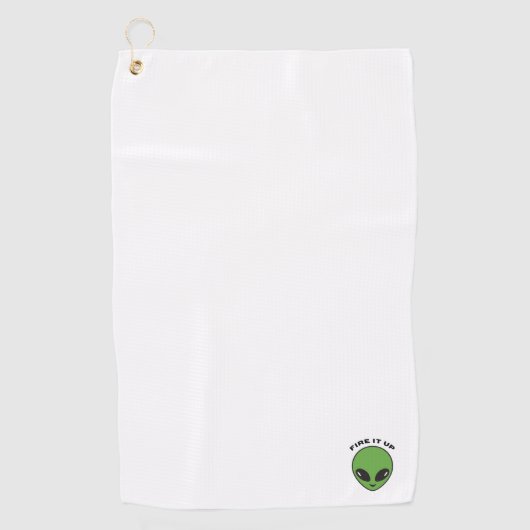 クリップタオル/ゴルフタオル – エイリアン頭を上げる ゴルフタオル (正面)