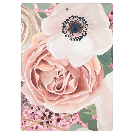 クリップパーソナライズされたボード幾何学的ガーデンバラグリット クリップボード (裏面)