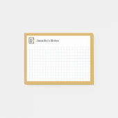 クリップボードとペンの黄色を使用したグラフグリッド ポストイット (正面)