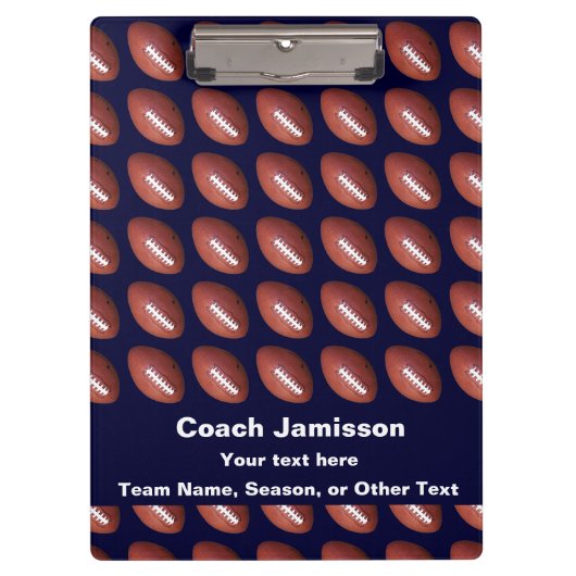 クリップボードの暗い海軍、コーチのためのフットボールパターン、 クリップボード (正面)