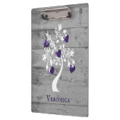 クリップボードの紫色のハートパーソナライズされたツリー クリップボード (左)