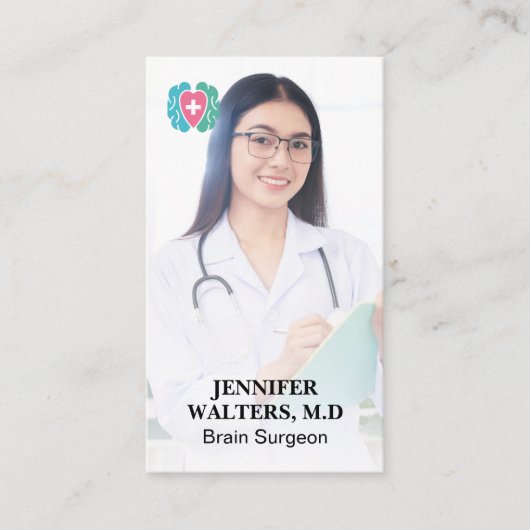 クリップボードを持つ医師 名刺 (正面)