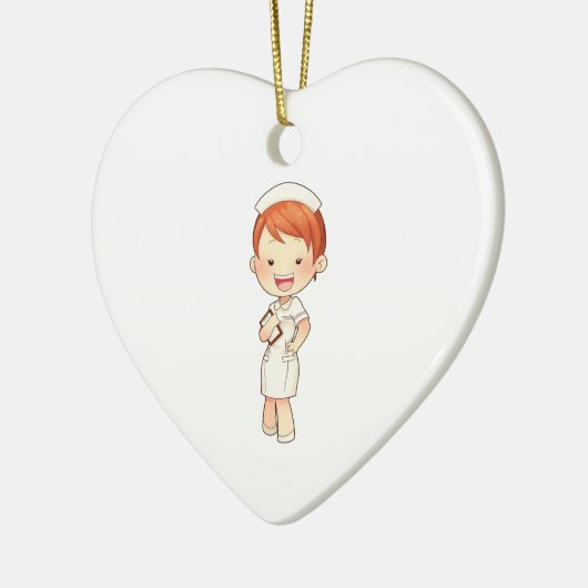 クリップボードを握っている赤毛の伝統的なナース セラミックオーナメント (左)