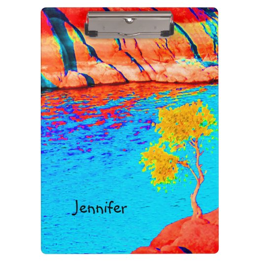クリップボード、パーソナライズで、カラフルな景色場面 クリップボード (正面)