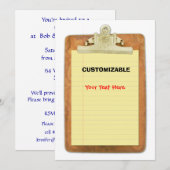 クリップボード & 紙のカスタマイズ 招待状 (正面/裏面)