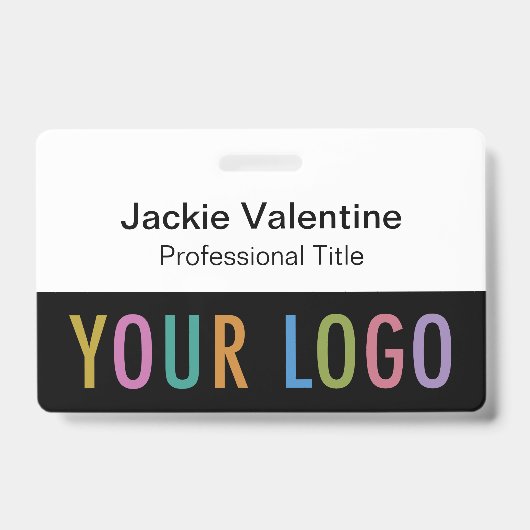 クリップラニヤードまたはリール付きブラックPVCネームバッジ バッジ (Front)