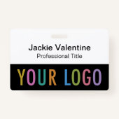 クリップラニヤードまたはリール付きブラックPVCネームバッジ バッジ (正面)