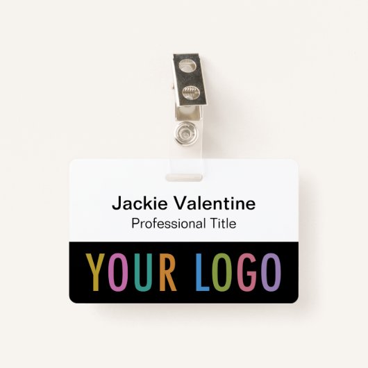クリップラニヤードまたはリール付きブラックPVCネームバッジ バッジ (正面クリップ)