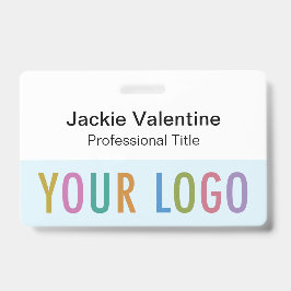 クリップリールまたはラニヤード付きライトブルーのネームバッジ バッジ