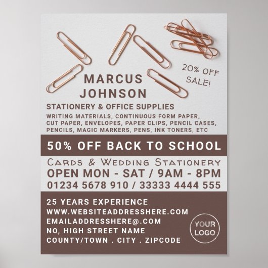 クリップ、文房具および事務用品、文房具 ポスター (正面)