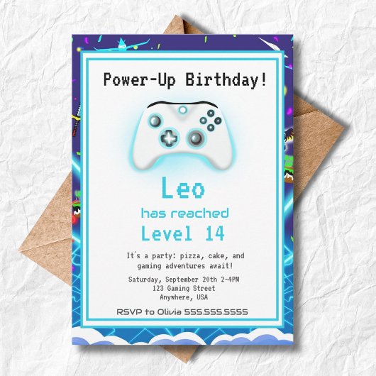 クリティカルヒット!ゲーマー必見の14歳の誕生日招待状 招待状