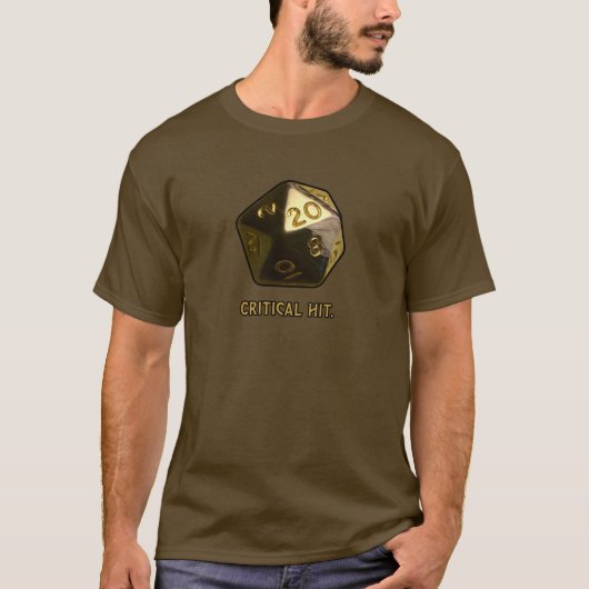 クリティカルヒット ファンタジー ゲーマー ダイス Tシャツ (正面)