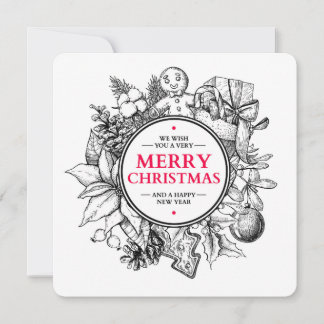 クリトマスヴィンテージカード手書きクリスマスリース