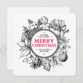 クリトマスヴィンテージカード手書きクリスマスリース (正面/裏面)