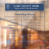 クリニックの営業時間 ネイビーブルー ウィンドウクリング ウィンドウサイン (シート2)