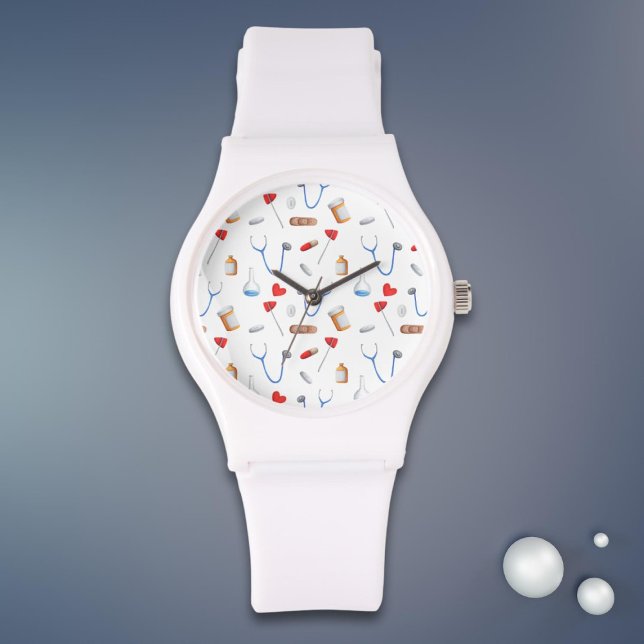 クリニック医師およびナース医療機器パターン 腕時計 (クリエイターアップロード済み)